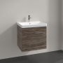 Villeroy & Boch Avento 600mm 2 Drawer Vanity Unit with Chrome Handles - Stone Oak