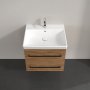 Villeroy & Boch Avento 600mm 2 Drawer Vanity Unit with Black Handles - Oak Kansas