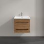 Villeroy & Boch Avento 600mm 2 Drawer Vanity Unit with Black Handles - Oak Kansas