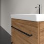 Villeroy & Boch Avento 600mm 2 Drawer Vanity Unit with Black Handles - Oak Kansas