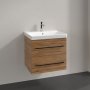 Villeroy & Boch Avento 600mm 2 Drawer Vanity Unit with Black Handles - Oak Kansas