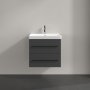 Villeroy & Boch Avento 600mm 2 Drawer Vanity Unit with Black Handles - Graphite