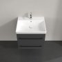 Villeroy & Boch Avento 600mm 2 Drawer Vanity Unit with Black Handles - Graphite