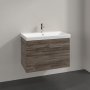 Villeroy & Boch Avento 800mm 2 Drawer Vanity Unit with Chrome Handles - Stone Oak