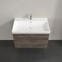 Villeroy & Boch Avento 800mm 2 Drawer Vanity Unit with Chrome Handles - Stone Oak