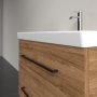 Villeroy & Boch Avento 800mm 2 Drawer Vanity Unit with Black Handles - Oak Kansas