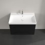 Villeroy & Boch Avento 800mm 2 Drawer Vanity Unit with Black Handles - Volcano Black