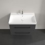 Villeroy & Boch Avento 800mm 2 Drawer Vanity Unit with Black Handles - Graphite