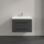 Villeroy & Boch Avento 800mm 2 Drawer Vanity Unit with Black Handles - Graphite