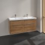 Villeroy & Boch Subway 3.0 1300mm 4 Drawer Double Vanity Unit with Chrome Handles - Oak Kansas