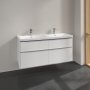 Villeroy & Boch Subway 3.0 1300mm 4 Drawer Double Vanity Unit with Chrome Handles - Brilliant White