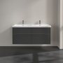 Villeroy & Boch Subway 3.0 1300mm 4 Drawer Double Vanity Unit with Chrome Handles - Graphite