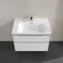 Villeroy & Boch Subway 3.0 800mm 2 Drawer Vanity Unit with Chrome Handles - Brilliant White