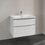 Villeroy & Boch Subway 3.0 800mm 2 Drawer Vanity Unit with Chrome Handles - Brilliant White