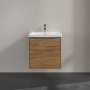 Villeroy & Boch Subway 3.0 600mm 2 Drawer Vanity Unit with Chrome Handles - Oak Kansas