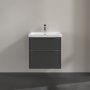 Villeroy & Boch Subway 3.0 600mm 2 Drawer Vanity Unit with Chrome Handles - Graphite