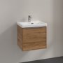 Villeroy & Boch Subway 3.0 500mm 1 Drawer Vanity Unit with Chrome Handles - Oak Kansas