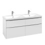 Villeroy & Boch Subway 3.0 1300mm 4 Drawer Double Vanity Unit with Chrome Handles - Brilliant White