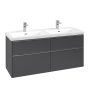 Villeroy & Boch Subway 3.0 1300mm 4 Drawer Double Vanity Unit with Chrome Handles - Graphite