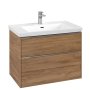 Villeroy & Boch Subway 3.0 800mm 2 Drawer Vanity Unit with Chrome Handles - Oak Kansas