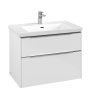 Villeroy & Boch Subway 3.0 800mm 2 Drawer Vanity Unit with Chrome Handles - Brilliant White