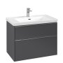 Villeroy & Boch Subway 3.0 800mm 2 Drawer Vanity Unit with Chrome Handles - Graphite