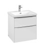 Villeroy & Boch Subway 3.0 600mm 2 Drawer Vanity Unit with Chrome Handles - Brilliant White