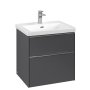 Villeroy & Boch Subway 3.0 600mm 2 Drawer Vanity Unit with Chrome Handles - Graphite