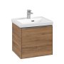 Villeroy & Boch Subway 3.0 500mm 1 Drawer Vanity Unit with Chrome Handles - Oak Kansas