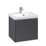 Villeroy & Boch Subway 3.0 500mm 1 Drawer Vanity Unit with Chrome Handles - Graphite