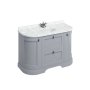 Burlington 1340mm Curved Vanity Unit with Drawers, Doors and Worktop - Classic Grey