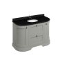 Burlington 1340mm Curved Vanity Unit with Drawers, Doors and Worktop - Dark Olive