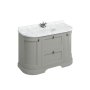 Burlington 1340mm Curved Vanity Unit with Drawers, Doors and Worktop - Dark Olive