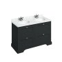 Burlington 1300mm Vanity Unit with Four Drawers and Worktop - Matt Black