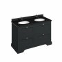 Burlington 1300mm Vanity Unit with Four Drawers and Worktop - Matt Black