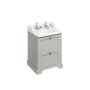 Burlington 650mm Vanity Unit with Two Drawers & Basin - Dark Olive