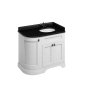 Burlington 1000mm Right Hand Curved Corner Vanity Unit with Worktop - Matt White