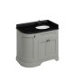 Burlington 1000mm Right Hand Curved Corner Vanity Unit with Worktop - Dark Olive