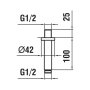 Laufen 100mm Ceiling Bracket with 1/2