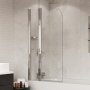 Coram 800mm Compact Curved Bath Screen with Panel - Chrome