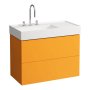 Kartell by Laufen 880mm 2 Drawer Vanity Unit with Organiser (For Right Hand Shelf Basin) - Ochre Brown