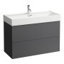 Kartell by Laufen 1000mm 2 Drawer Vanity Unit with Organiser - Slate Grey