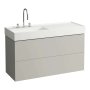 Kartell by Laufen 1200mm 2 Drawer Vanity Unit with Organiser (For Right Hand Shelf Basin) - Pebble Grey