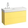 Kartell by Laufen 1200mm 2 Drawer Vanity Unit with Organiser (For Right Hand Shelf Basin) - Mustard Yellow