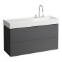 Kartell by Laufen 1200mm 2 Drawer Vanity Unit with Organiser (For Left Hand Shelf Basin) - Slate Grey