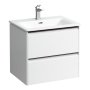 Laufen Palace 600mm 2 Drawer Vanity Unit & Basin with Black Handles - Gloss White