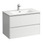 Laufen Palace 800mm 2 Drawer Vanity Unit & Basin with Chrome Handles - Gloss White