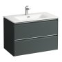 Laufen Palace 800mm 2 Drawer Vanity Unit & Basin with Chrome Handles - Traffic Grey