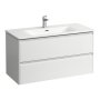 Laufen Palace 1000mm 2 Drawer Vanity Unit & Basin with Chrome Handles - Gloss White