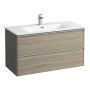 Laufen Palace 1000mm 2 Drawer Vanity Unit & Basin with Chrome Handles - Light Elm